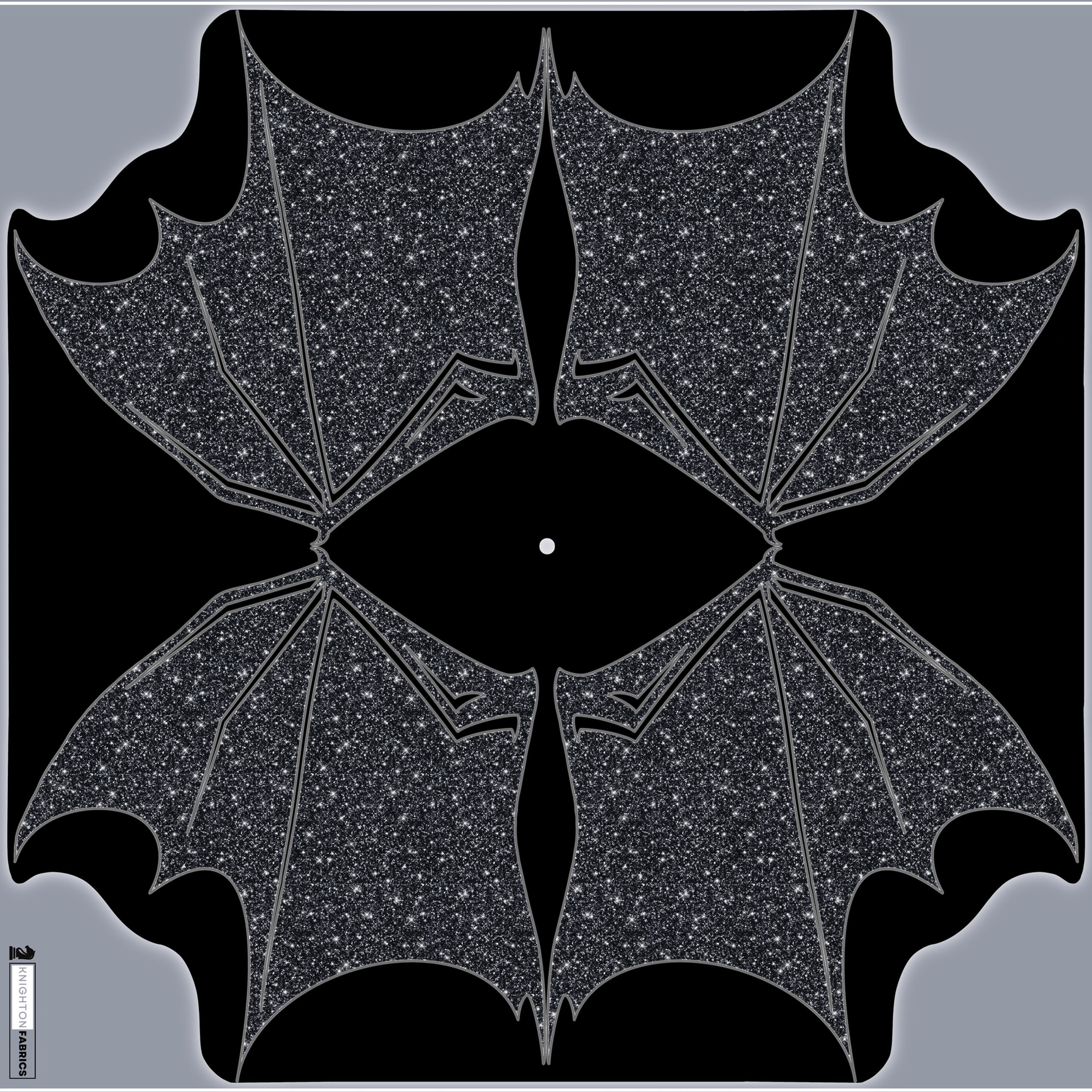 EXCLUSIVE Black Faux Glitter Bat Adult Circle Skirt Panel (Scuba Twill)