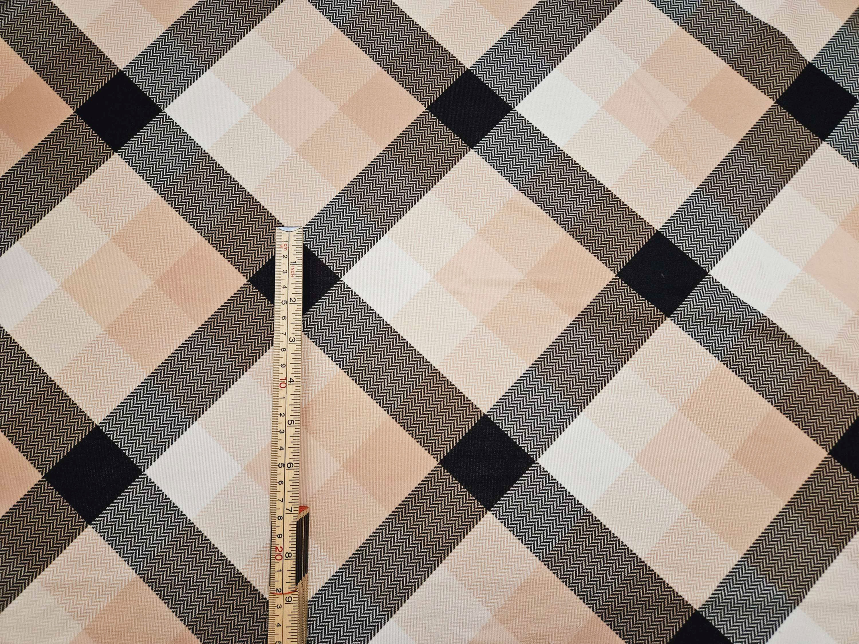 3m for £9 Black/Beige/White Diamond Tartan - French Terry (VIP204)