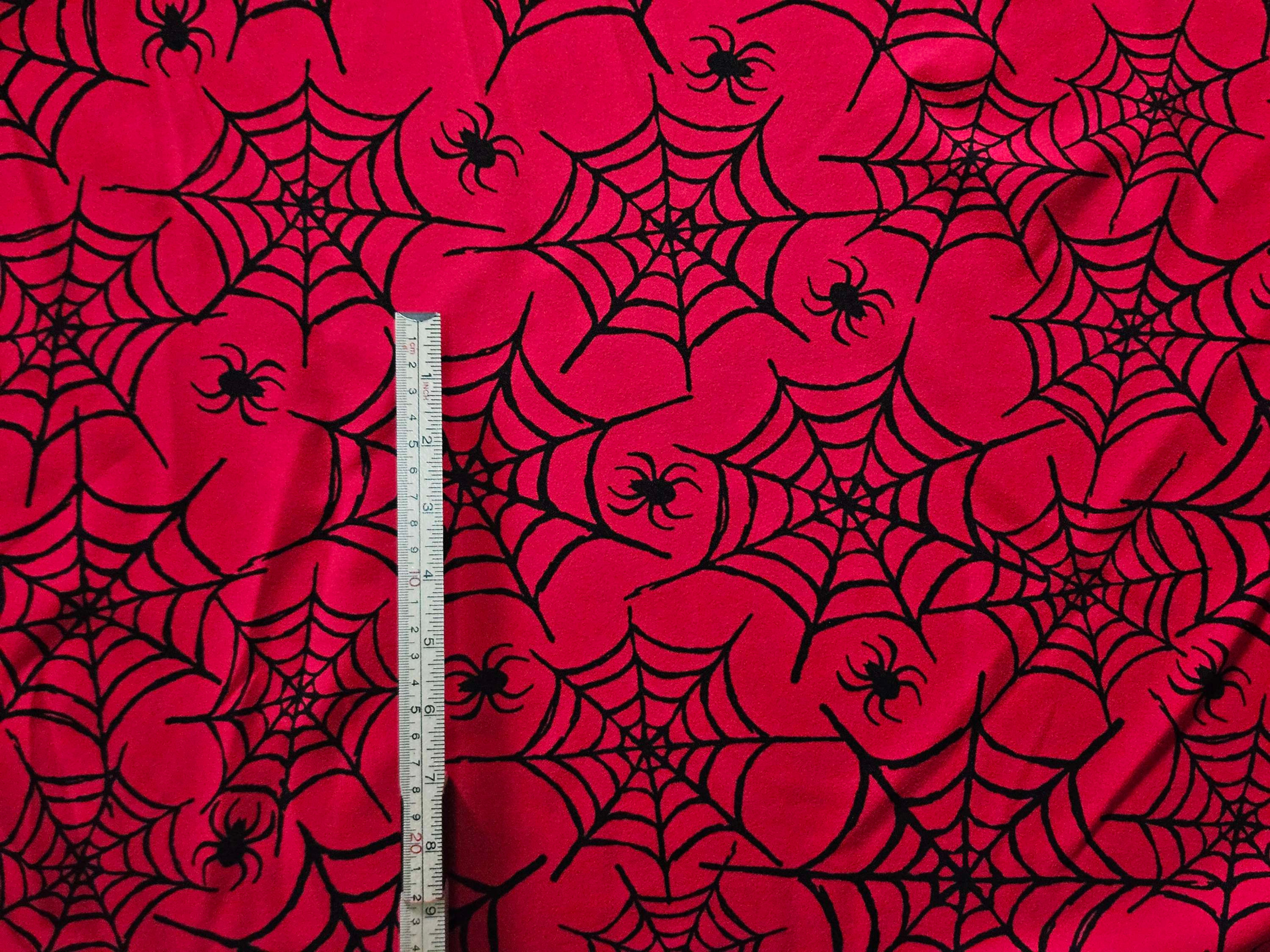 VIP SALE 3m for £5 Black Spiders/Webs Red Valentino Crepe (VIP58)