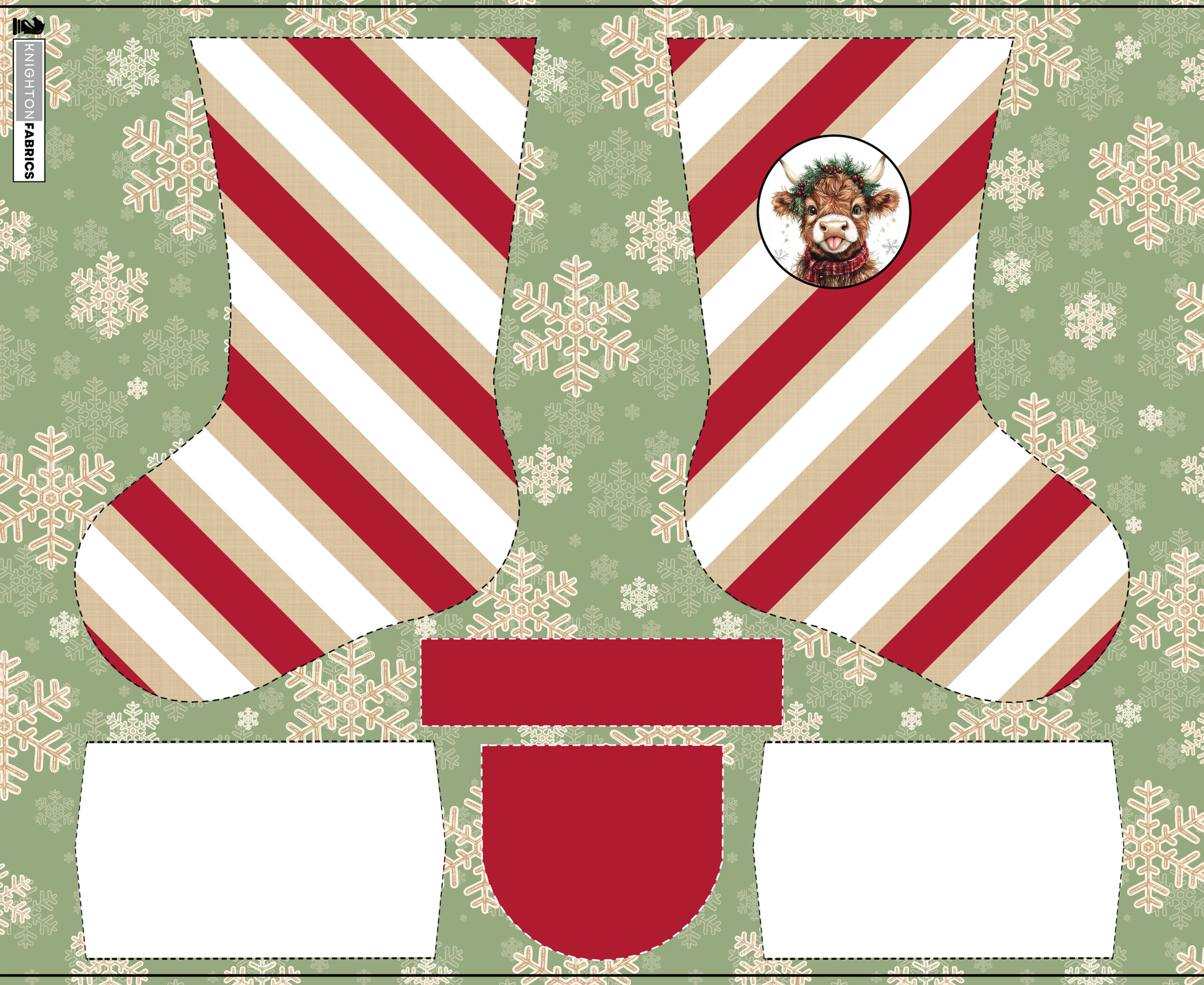 Christmas Highland Cow Extra Large Christmas Stocking Panel