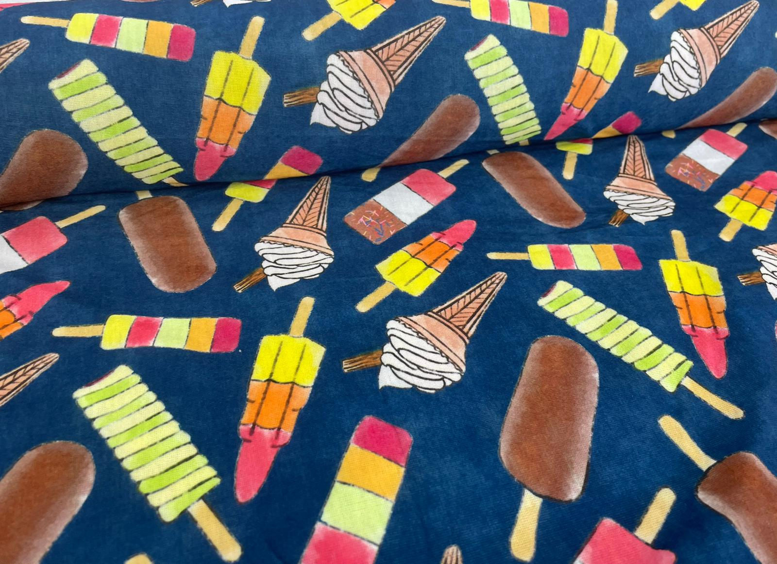 EXCLUSIVE Ice Cream Delight Navy (Spun Polyester Elastane)