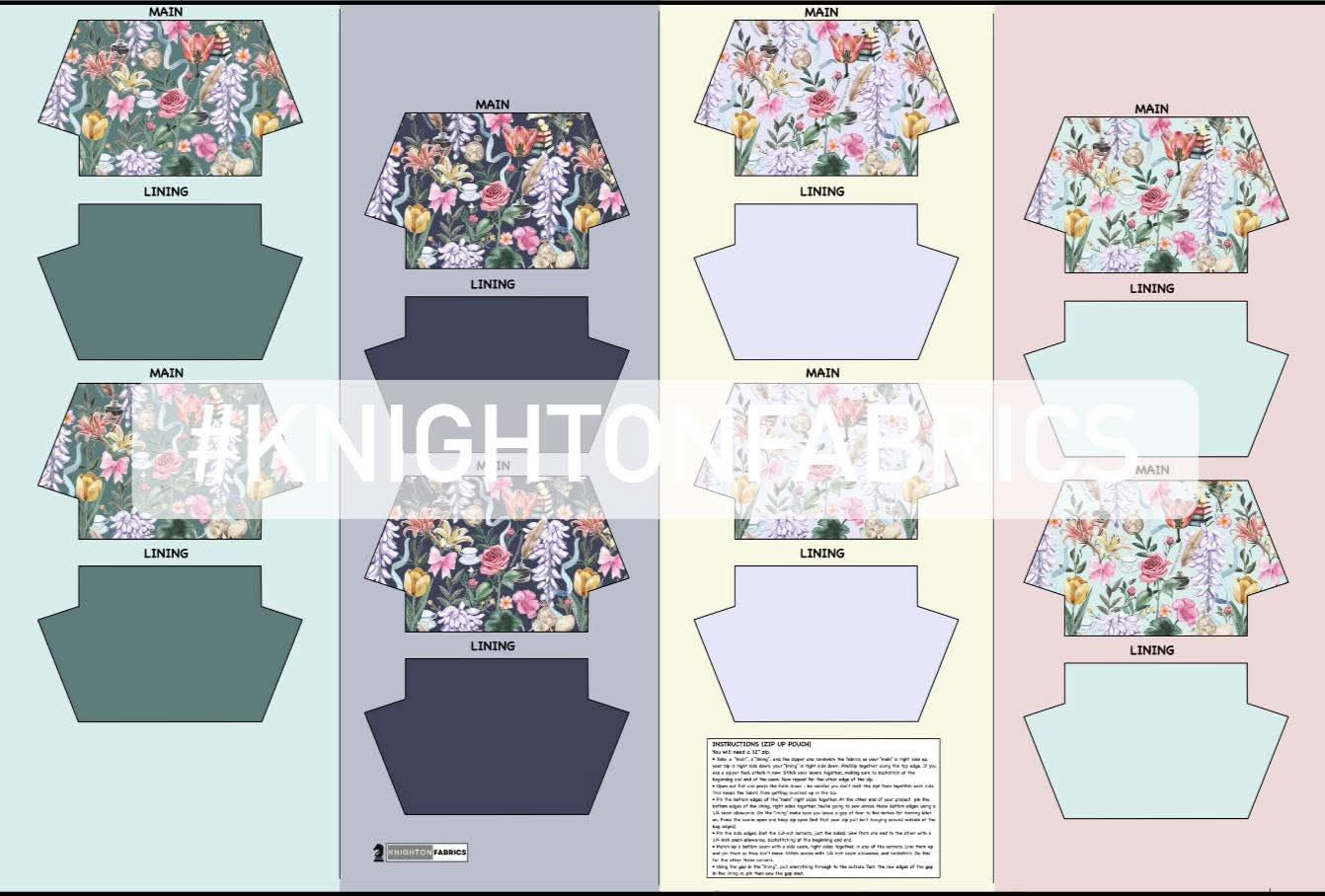 EXCLUSIVE - [PREORDER] Dearest Sewist 🌸 Zip Up Pouches Panel (Woven Polyester)