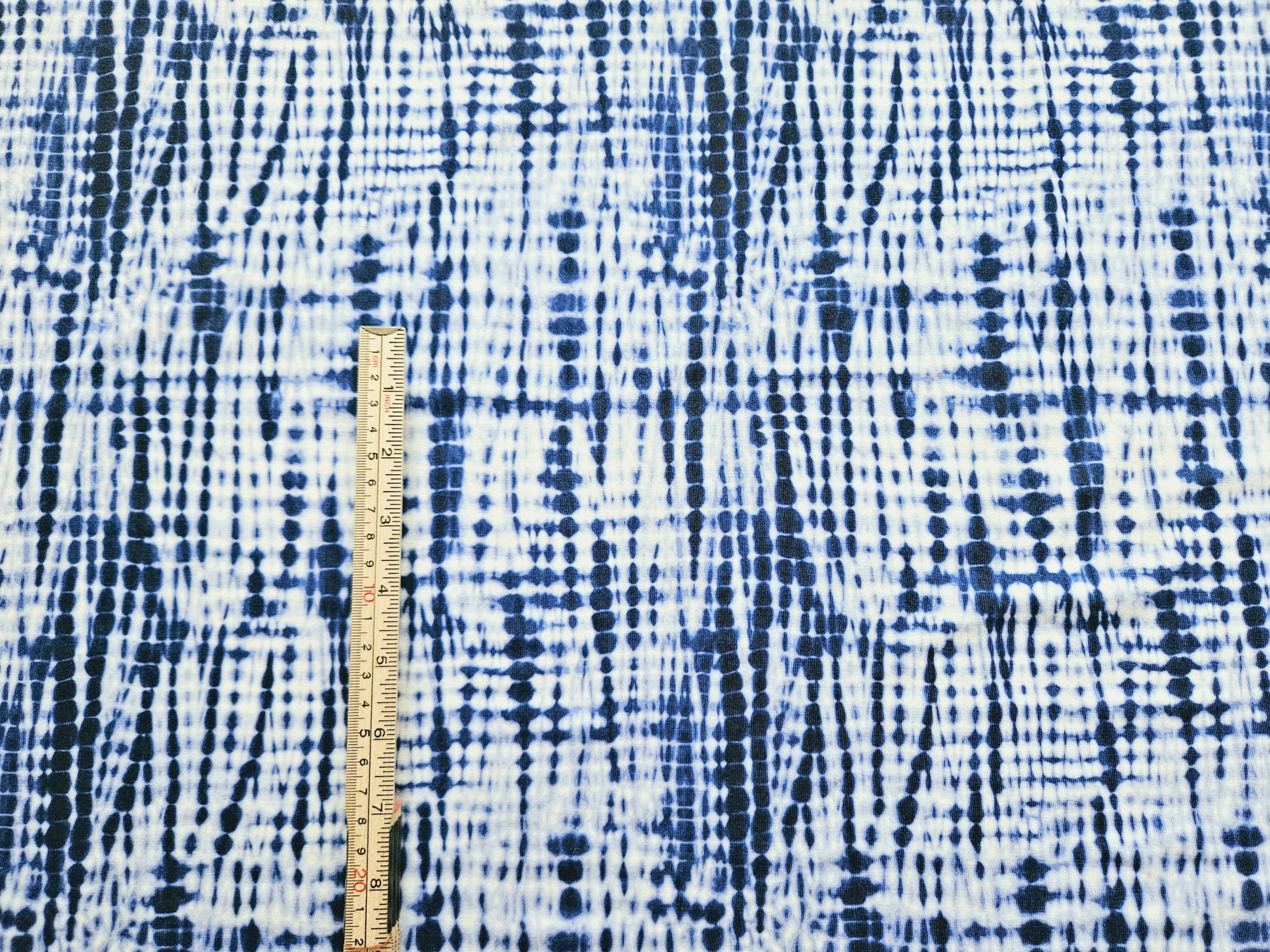 3m for £9 Navy/White Tie Dye Effect - Spun Polyester Elastane (BH32)