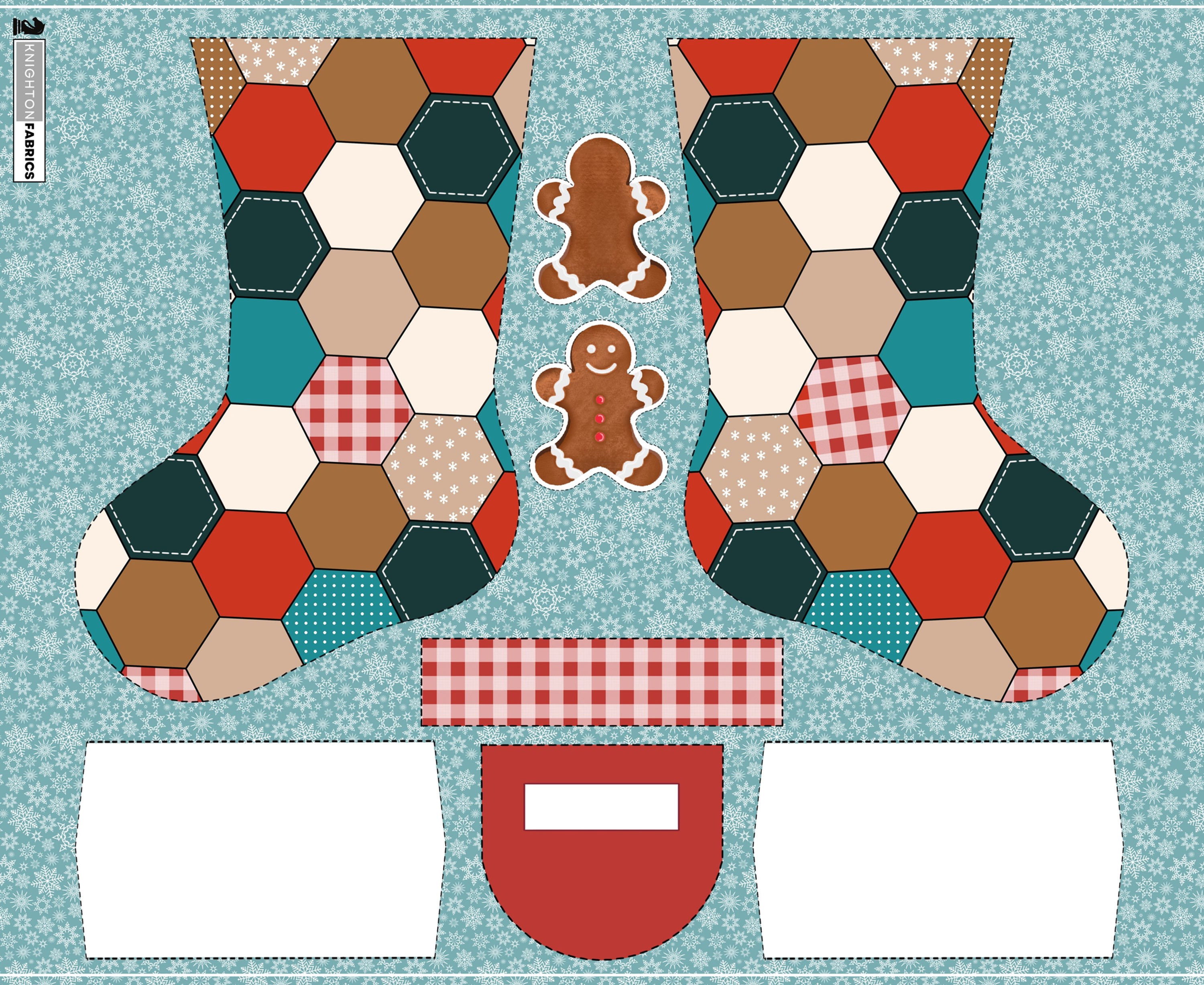 EXCLUSIVE Extra Large Red/Blue/Cream Stocking Panel (Woven Polyester)