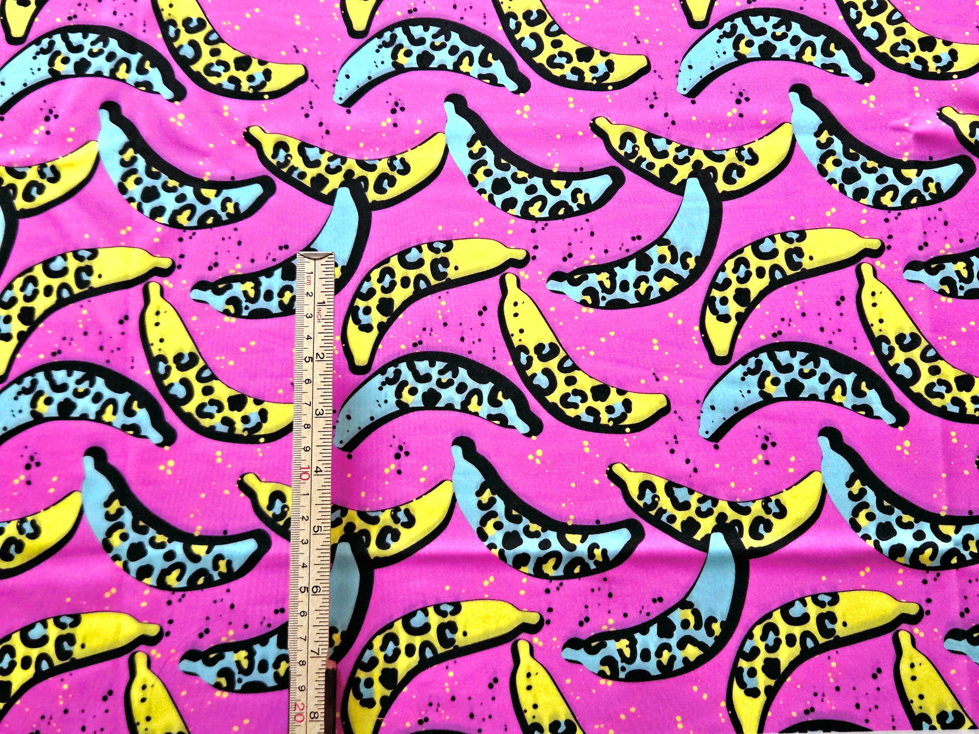 3m for £10 Bright Pink Leopard Print Bananas - Polyester Lycra (BH14)