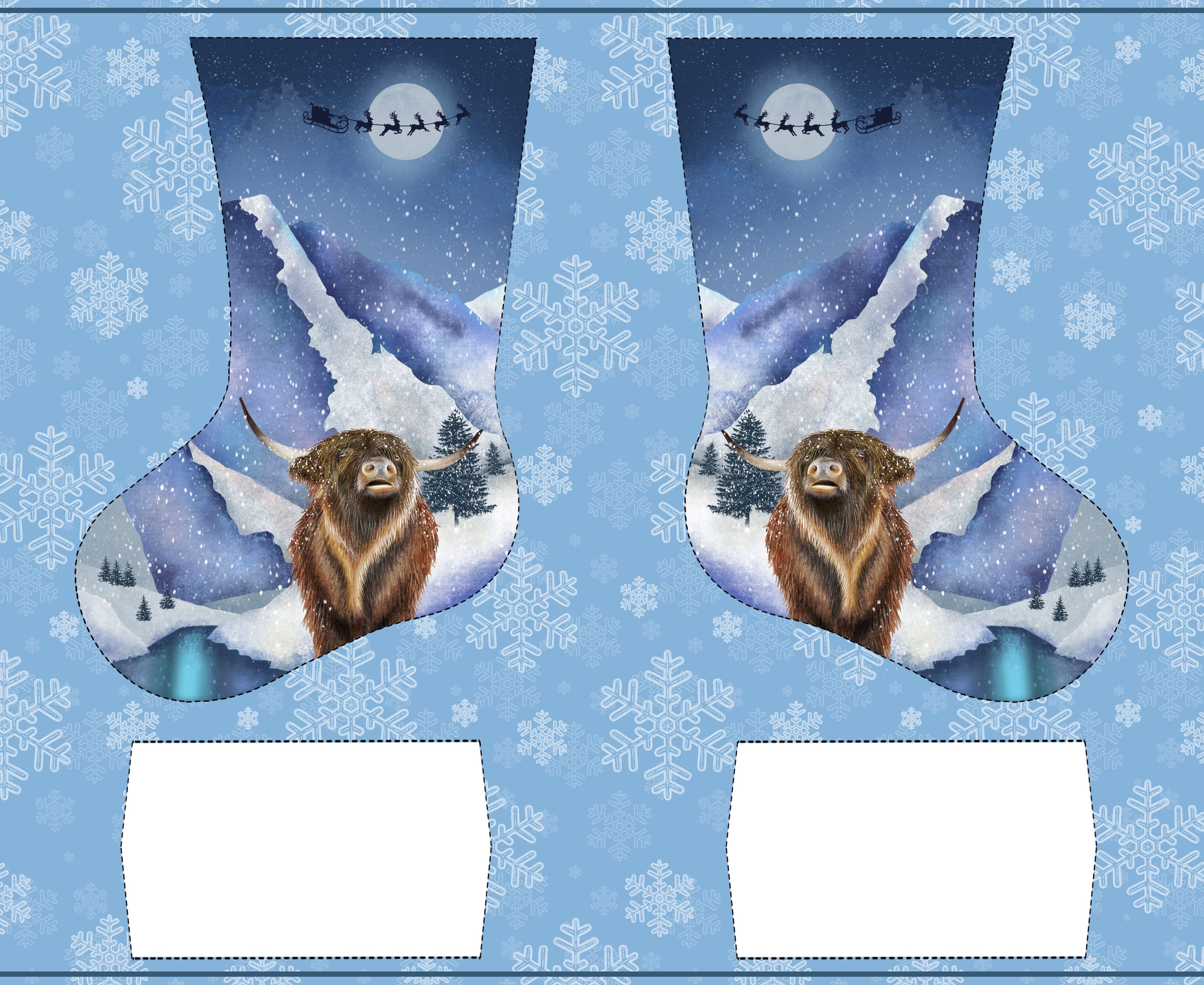 EXCLUSIVE Extra Large Highland Cow Stocking Panel (Woven Polyester)
