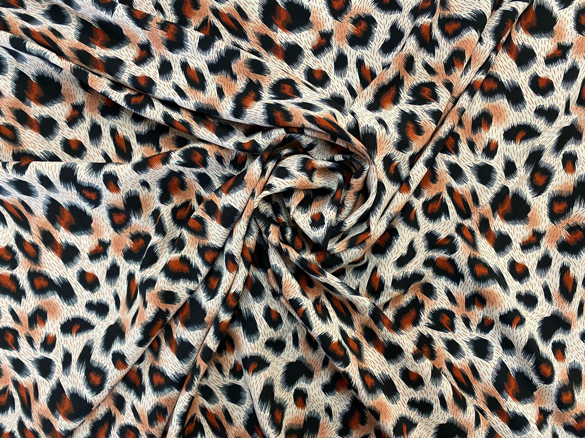 Leopard Spots Print Woven Polyester Crepe