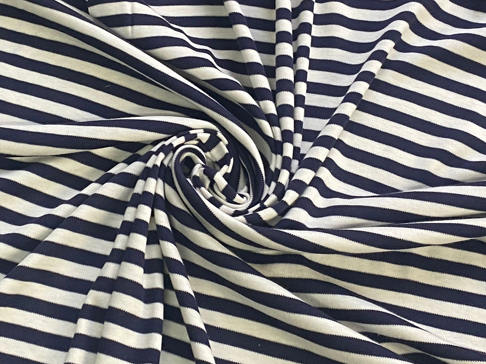 Thumbnail: COTTON EVENT 3m for £6 - Navy/White Stripes 100% Cotton Single Jersey (CE20)