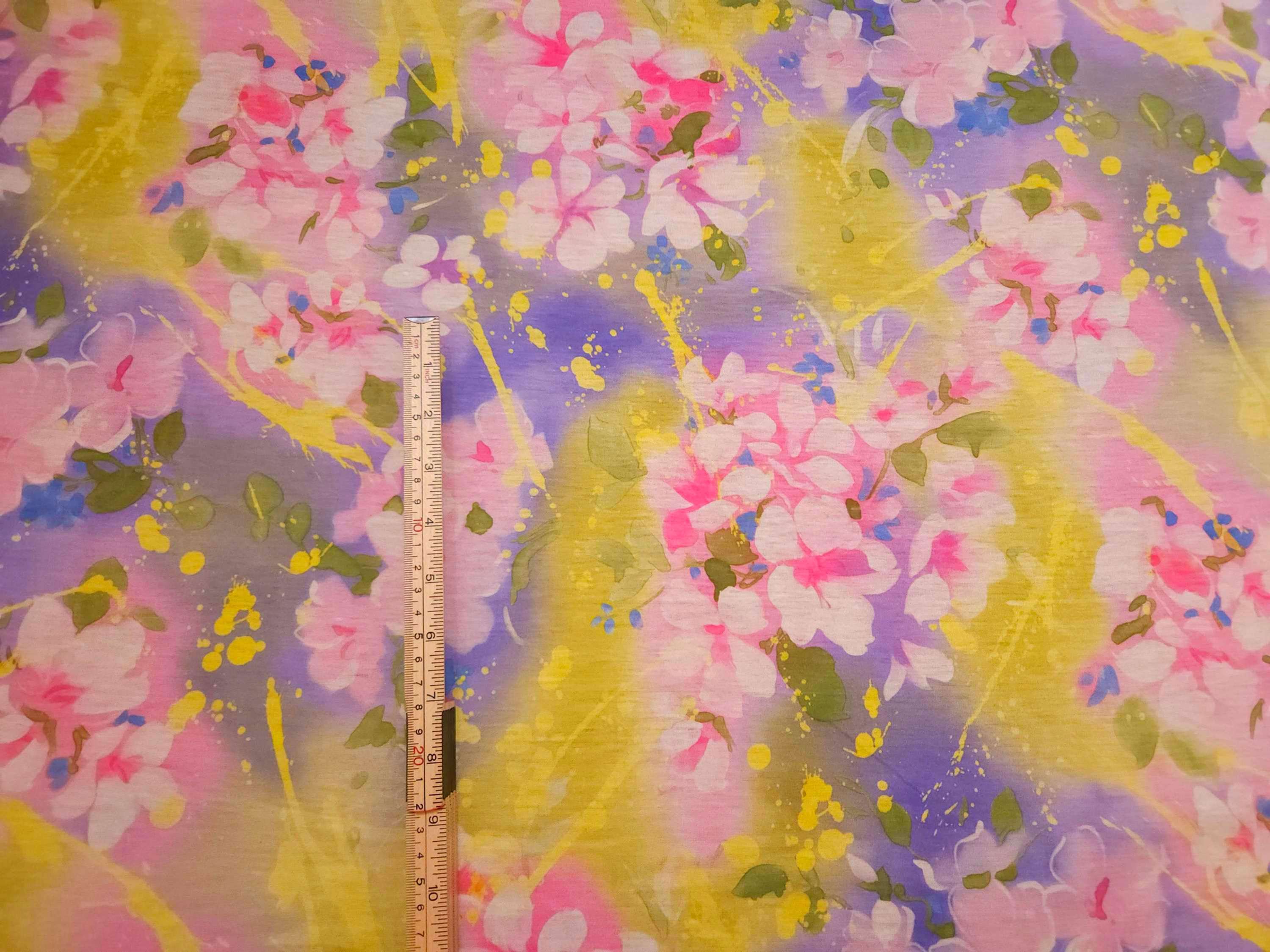 3m for £5 Lime/Purple/Pink Floral - Spun Polyester Elastane (VIP192)