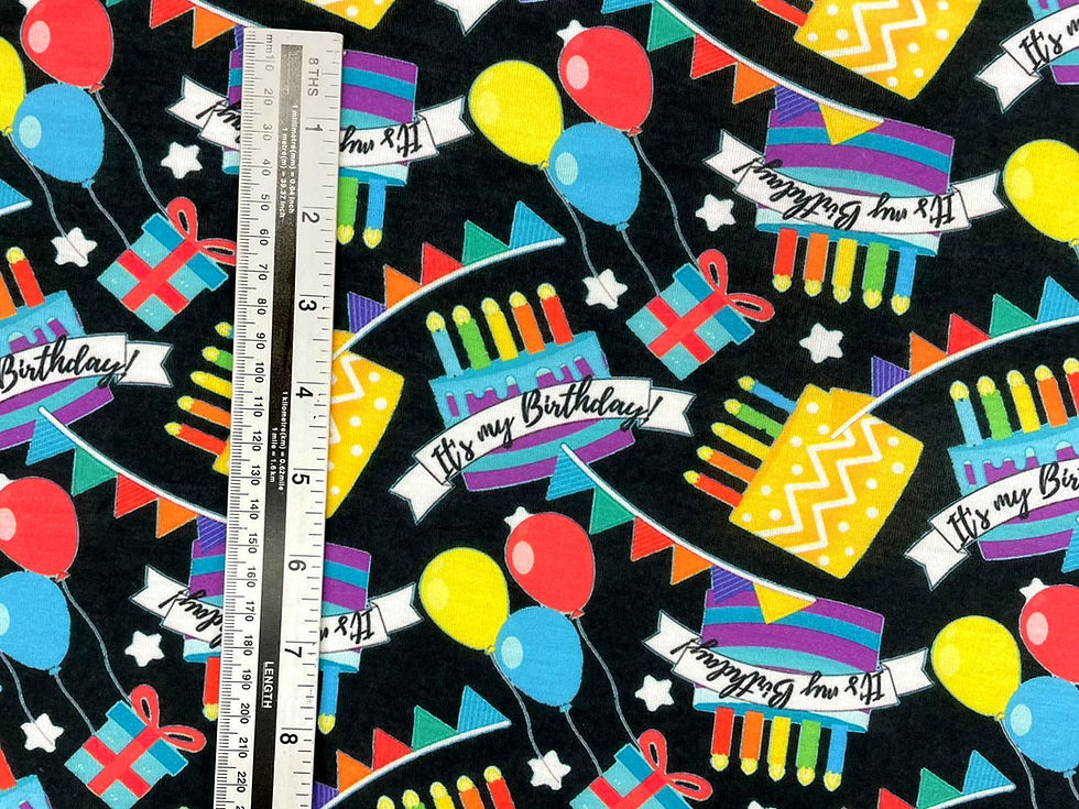 Thumbnail: EXCLUSIVE It's my Birthday (Black) Spun Polyester Jersey