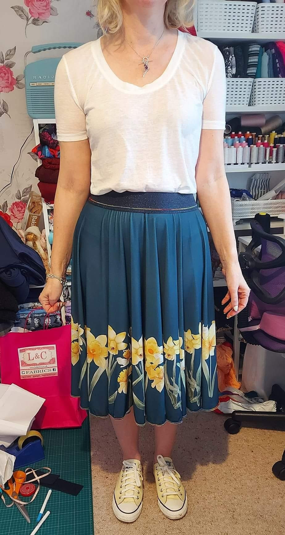 Thumbnail: EXCLUSIVE Adult Navy Daffodil Circle Skirt Panel