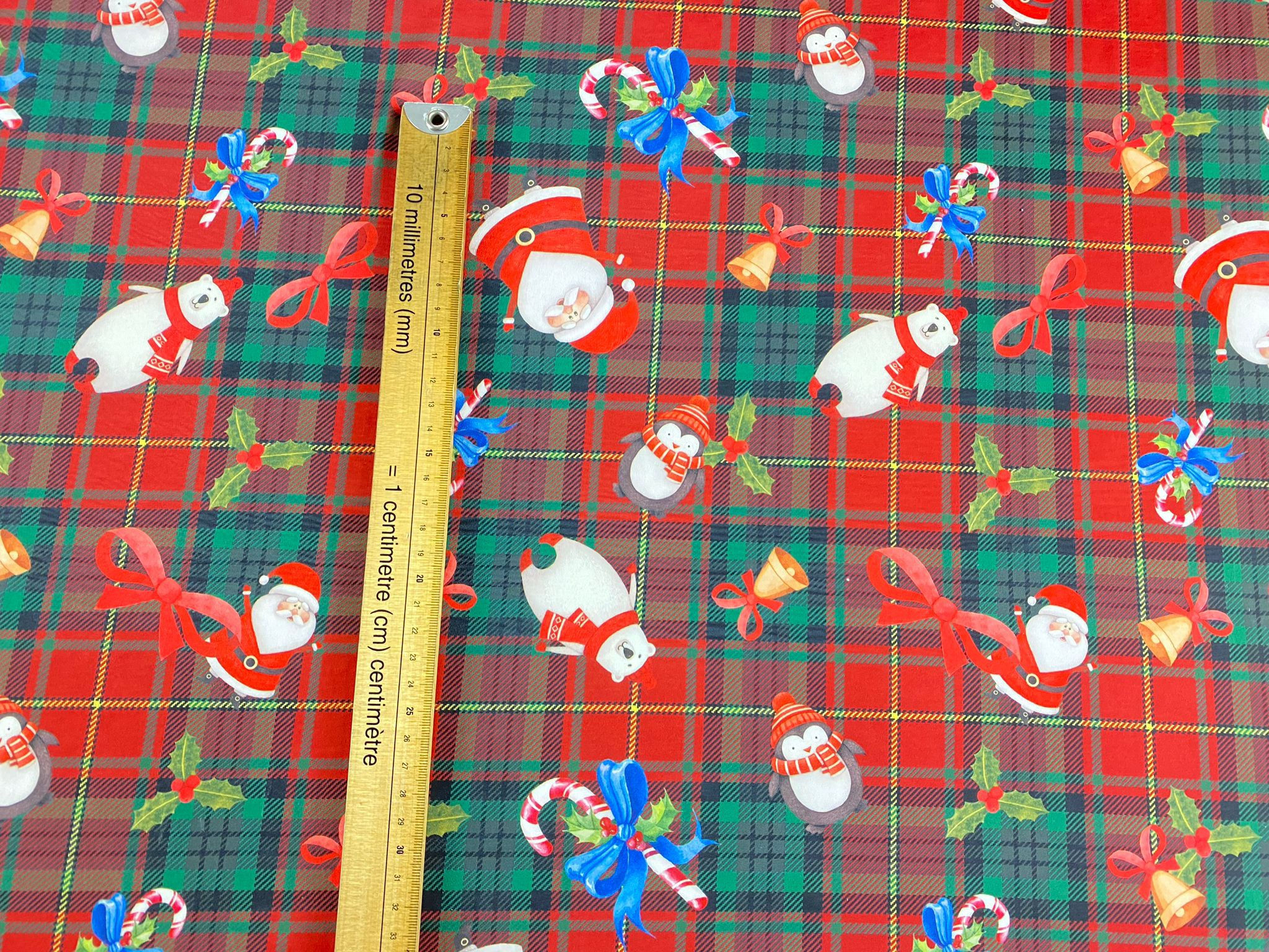 3 for £9 Santa Tartan - Soft Touch Lycra (BF46)