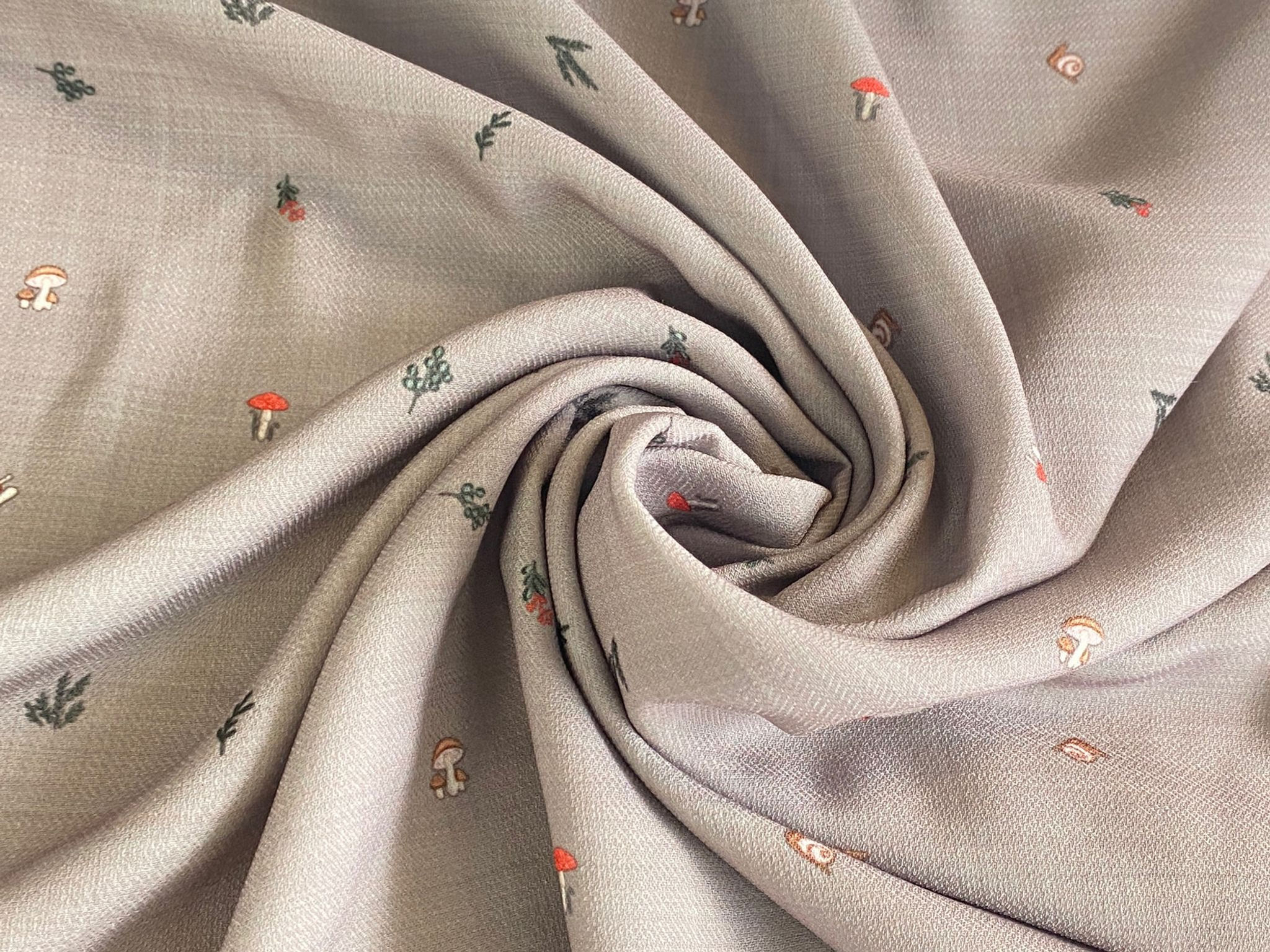 EXCLUSIVE Mushroom Forage Greige Linen Effect Print - Linen Look Woven Polyester