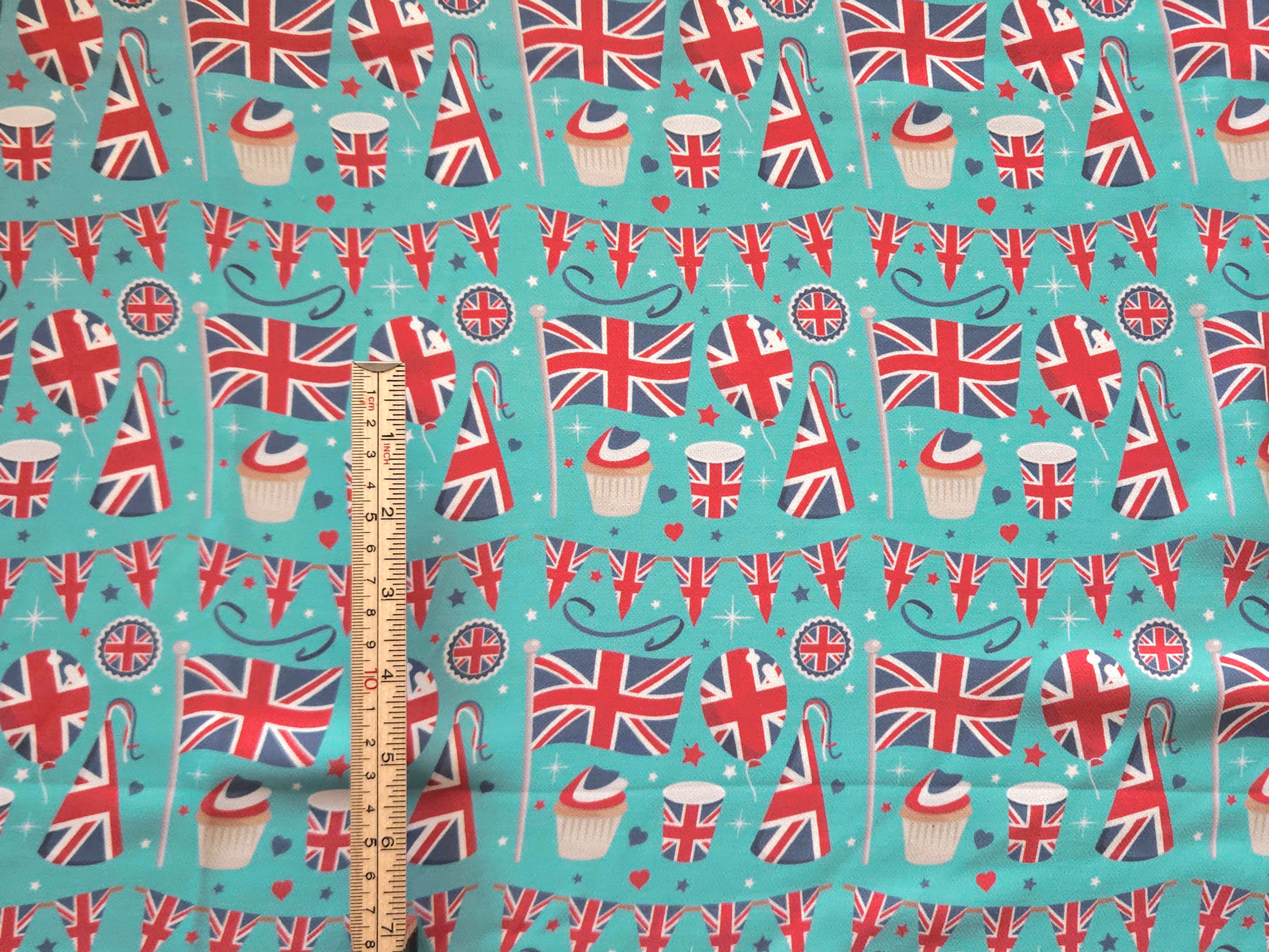 Celebrate Union Jack - Spun Polyester Elastane & Linen Look Woven Polyester