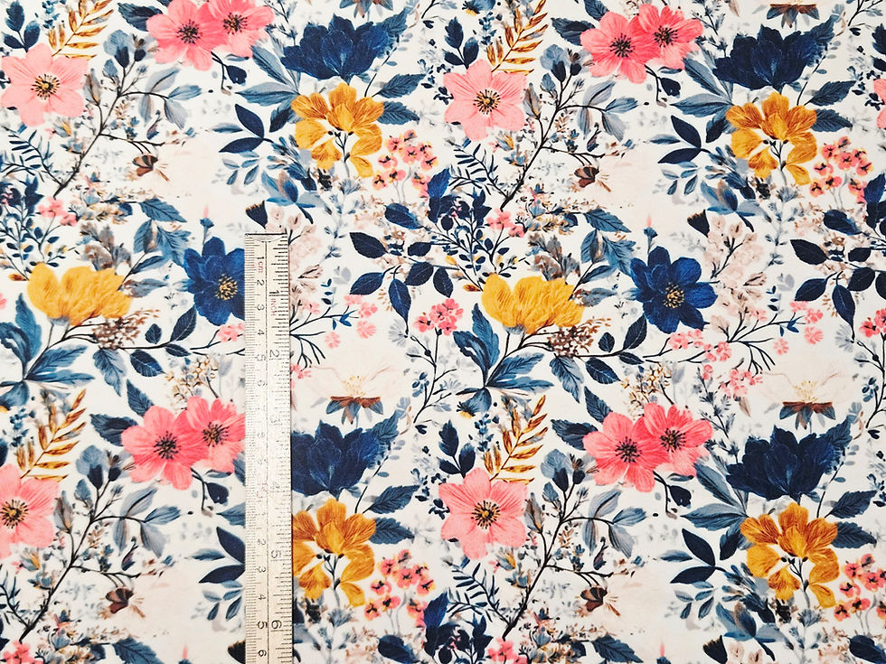Thumbnail: 3m for £9 Blue/Mustard/Pink Flowers (WH1743)