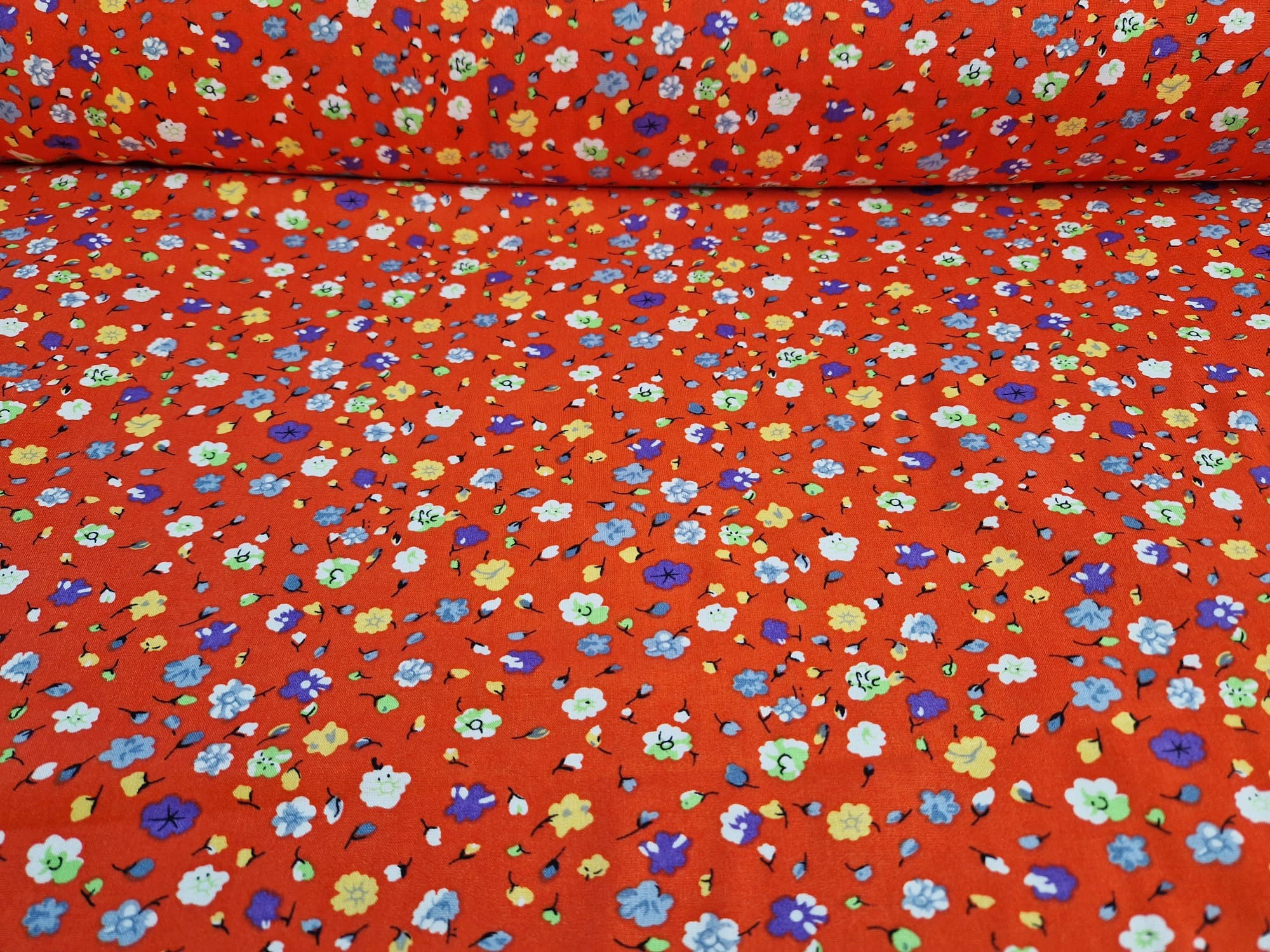 Purple/Blue/Yellow Floral on Woven Viscose