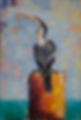 an anhinga painting by Geoffrey Smith depicting an anhinga on a piling