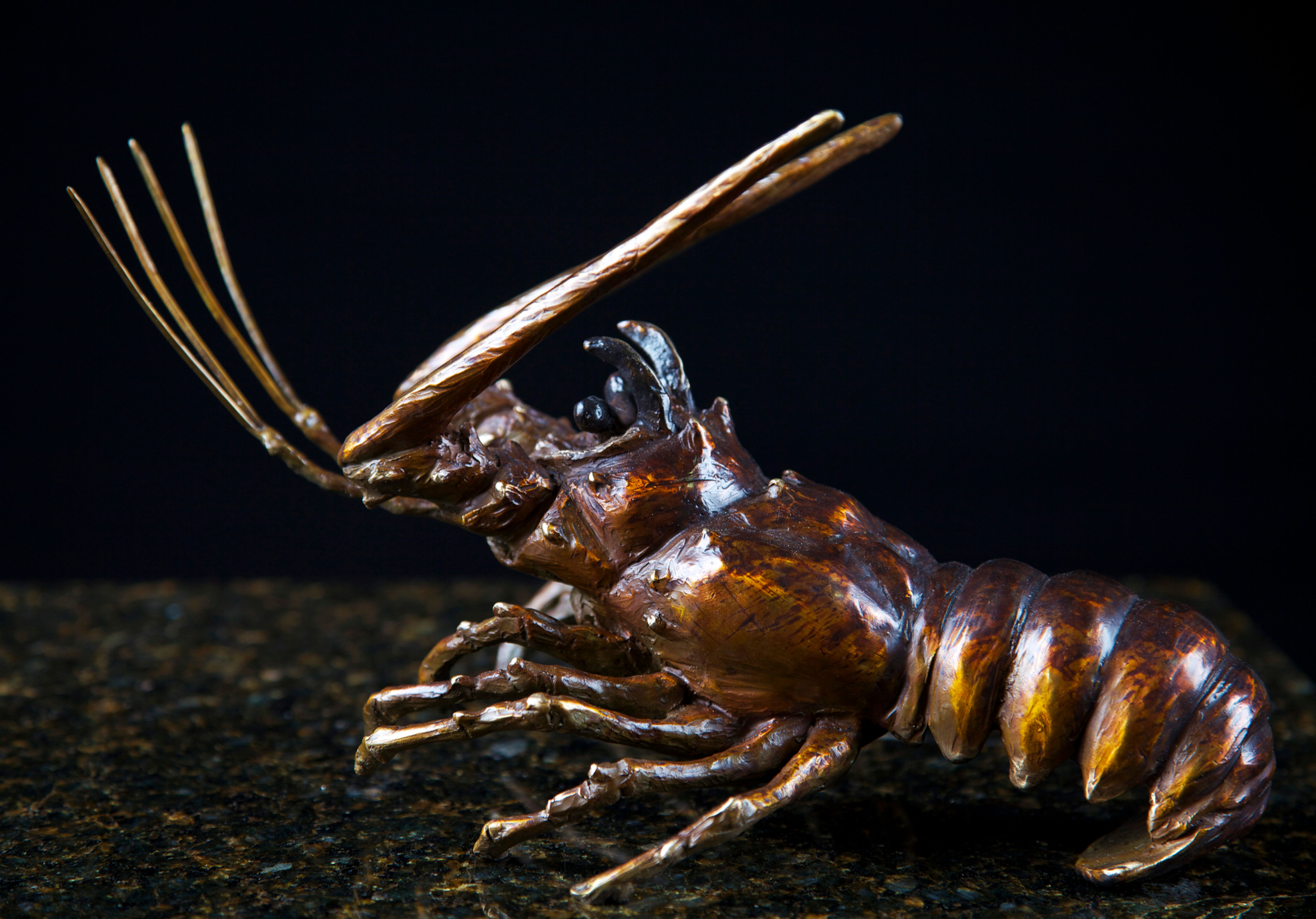 Life-size limited edition bronze spiny lobster sculpture by Geoffrey C. Smith