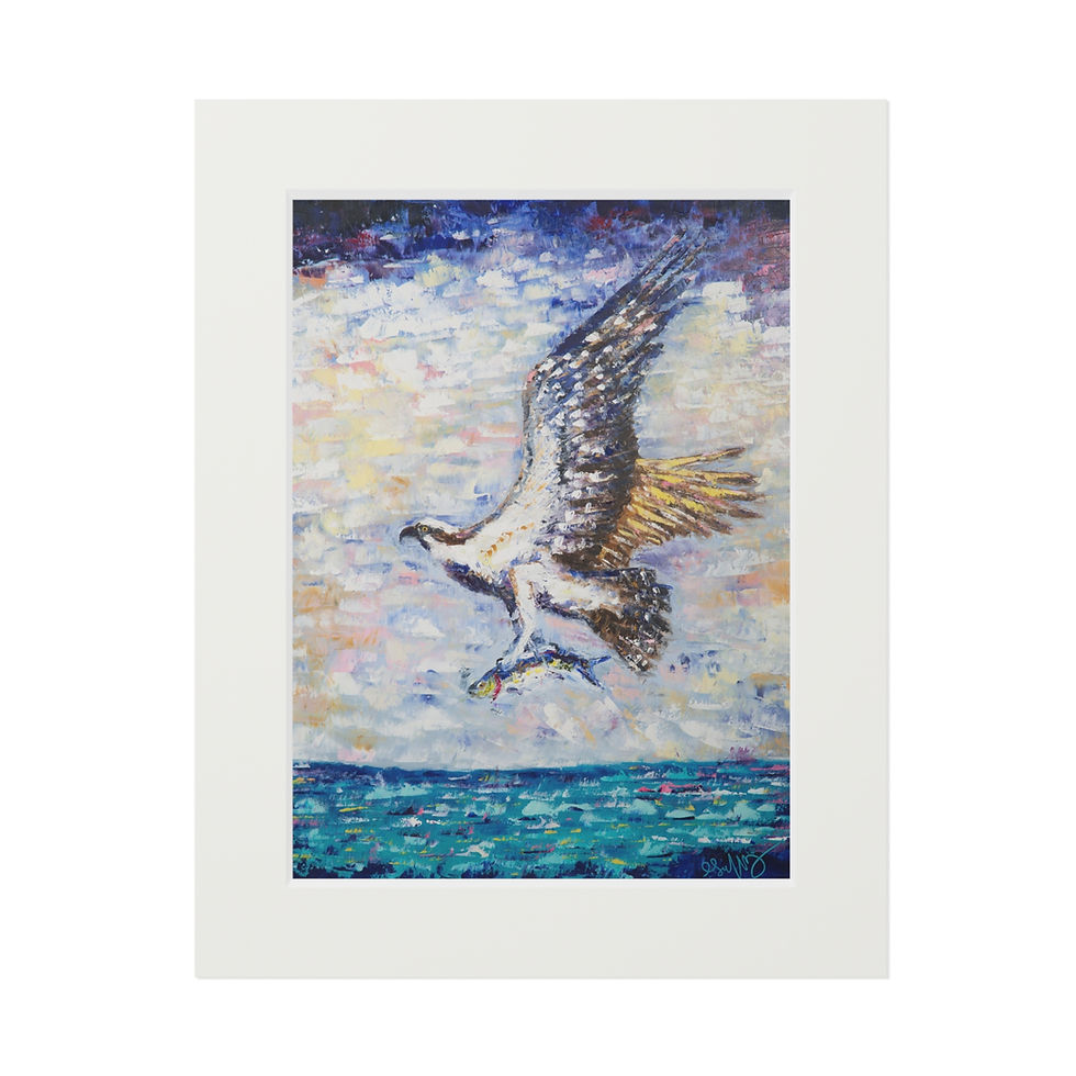 Flying Osprey Matted Fine Art Print 