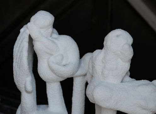 Art sculptures dipped in liquid ceramic slurry and fine sand layers to build a thick investment shell for casting.