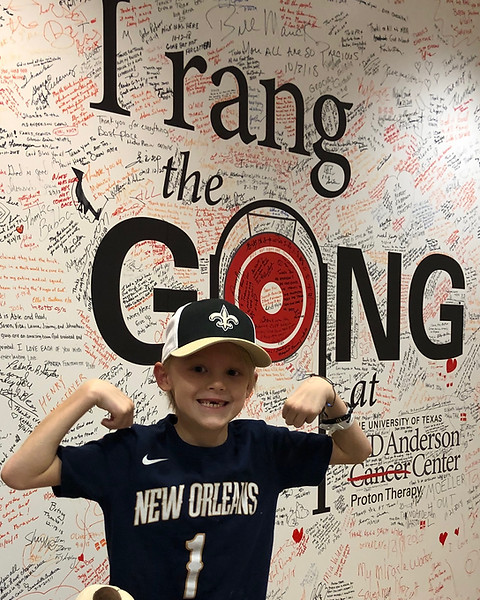 Walker Ringing the gonk - pediatric cancer awareness
