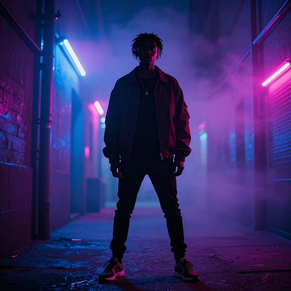 Creative music video shoot with artist in a stylized studio environment