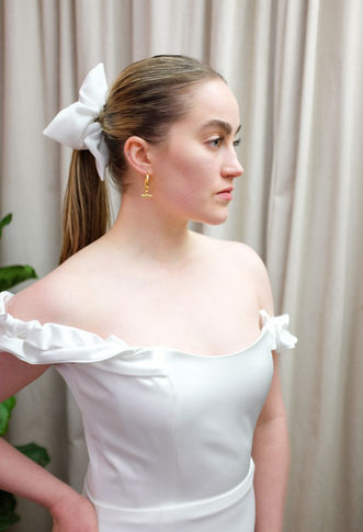 Structured ruffle off shoulder top