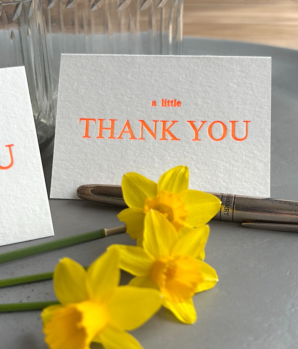 Thumbnail: neon orange little thank you card