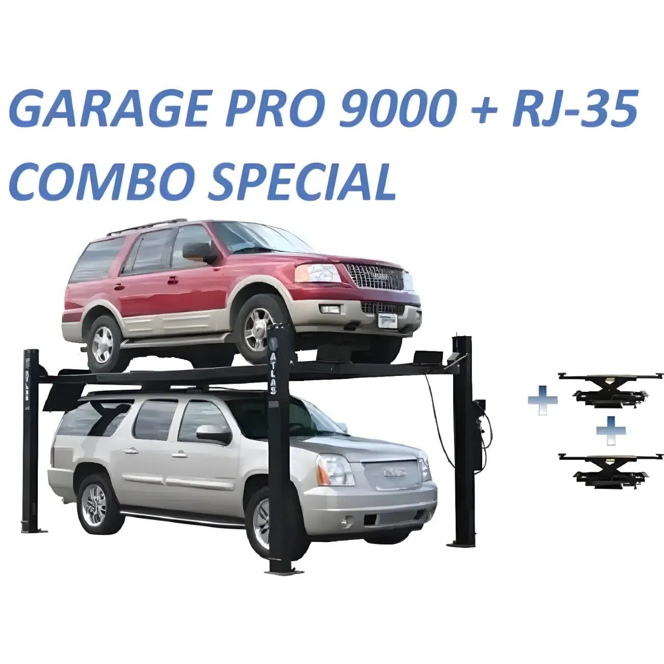 Atlas Garage Pro 9000 4 Post Lift + (2) RJ35 Sliding Jacks Combo