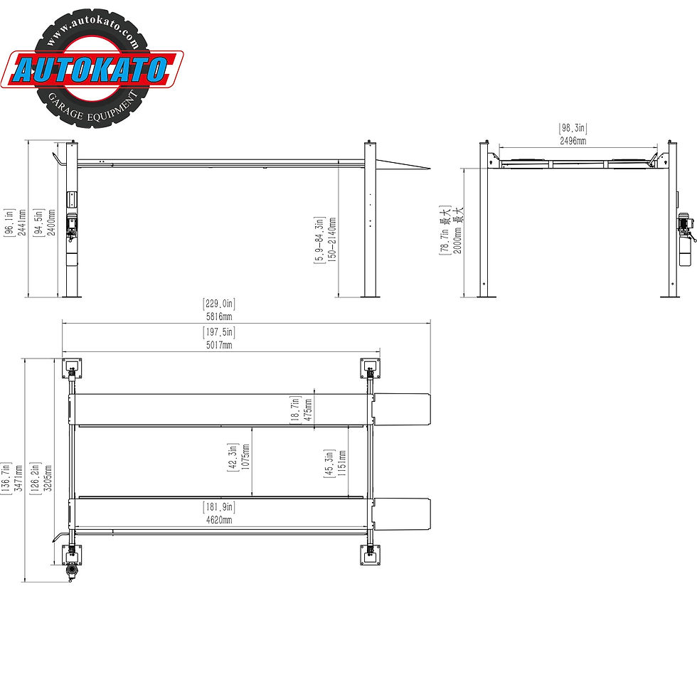 Thumbnail: Katool KT-4H110 11,000lbs Four Post Lift