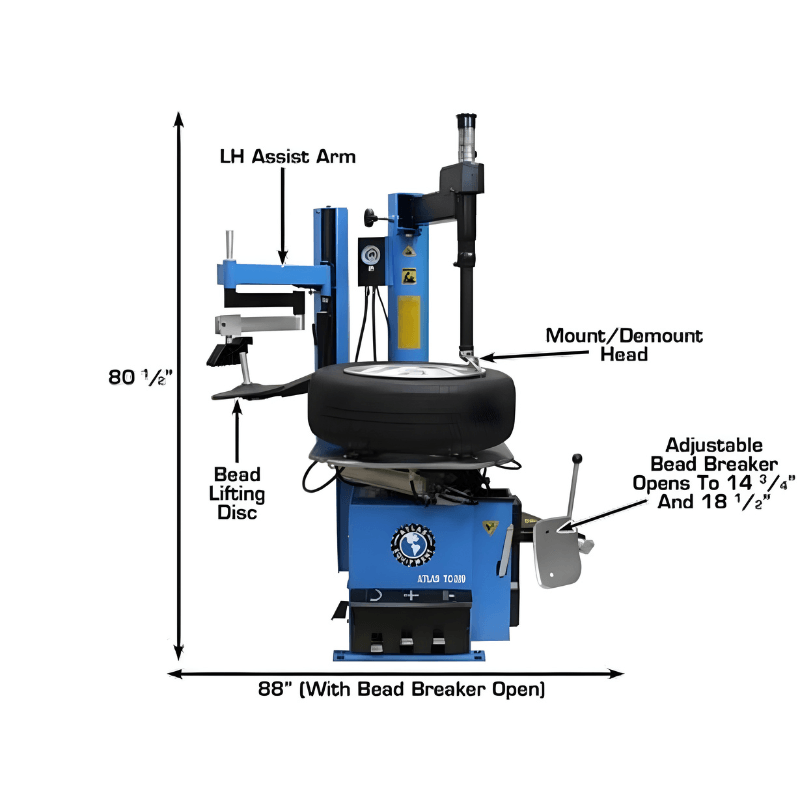 Atlas TC289LH Extra Large Rim-Clamp Tire Changer w/ Assist Arm