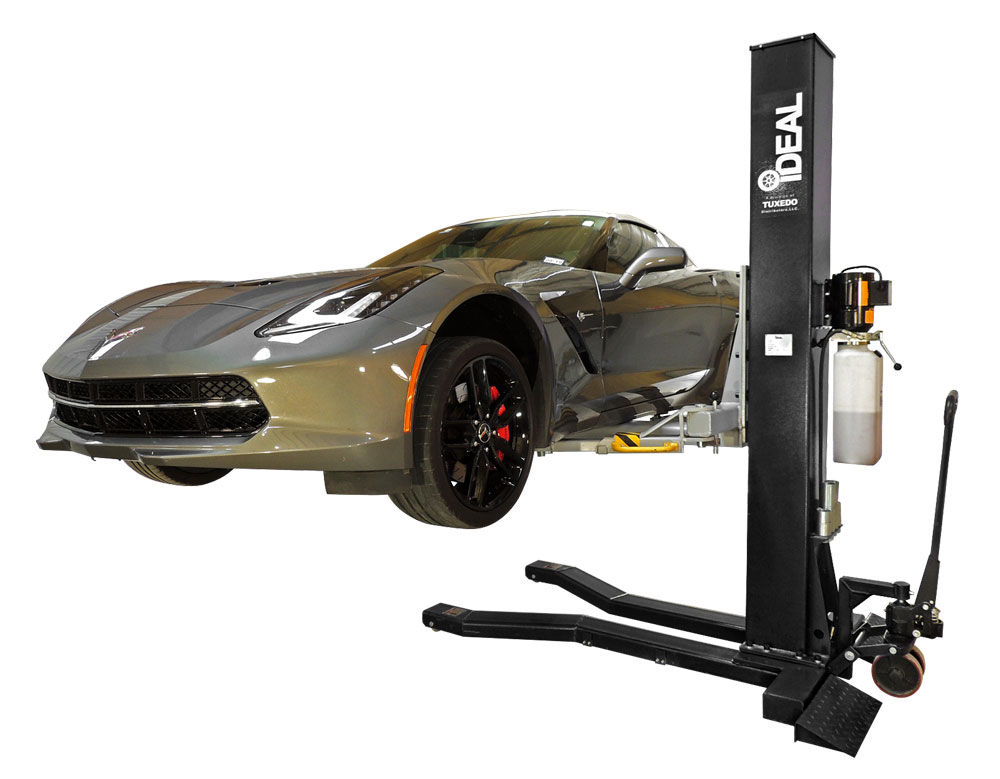 iDeal MSC-6KLP Low Profile Mobile Single Post Lift – 6,000 lb, Black
