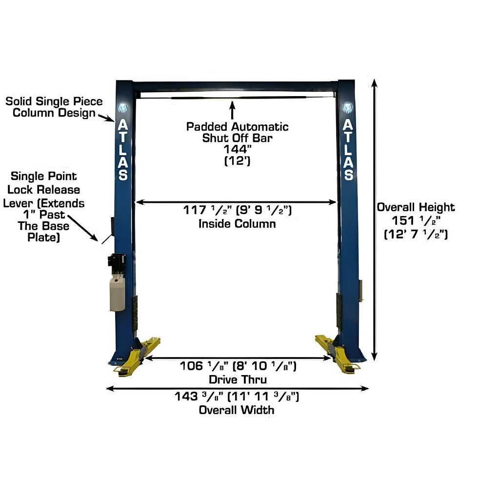 Thumbnail: Atlas OHX10000X 10,000 lb Extra Tall 2-Post Lift