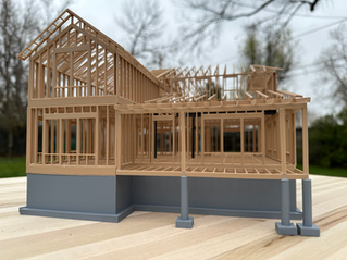 3D Printed framing Model of custom residence showing structural systems