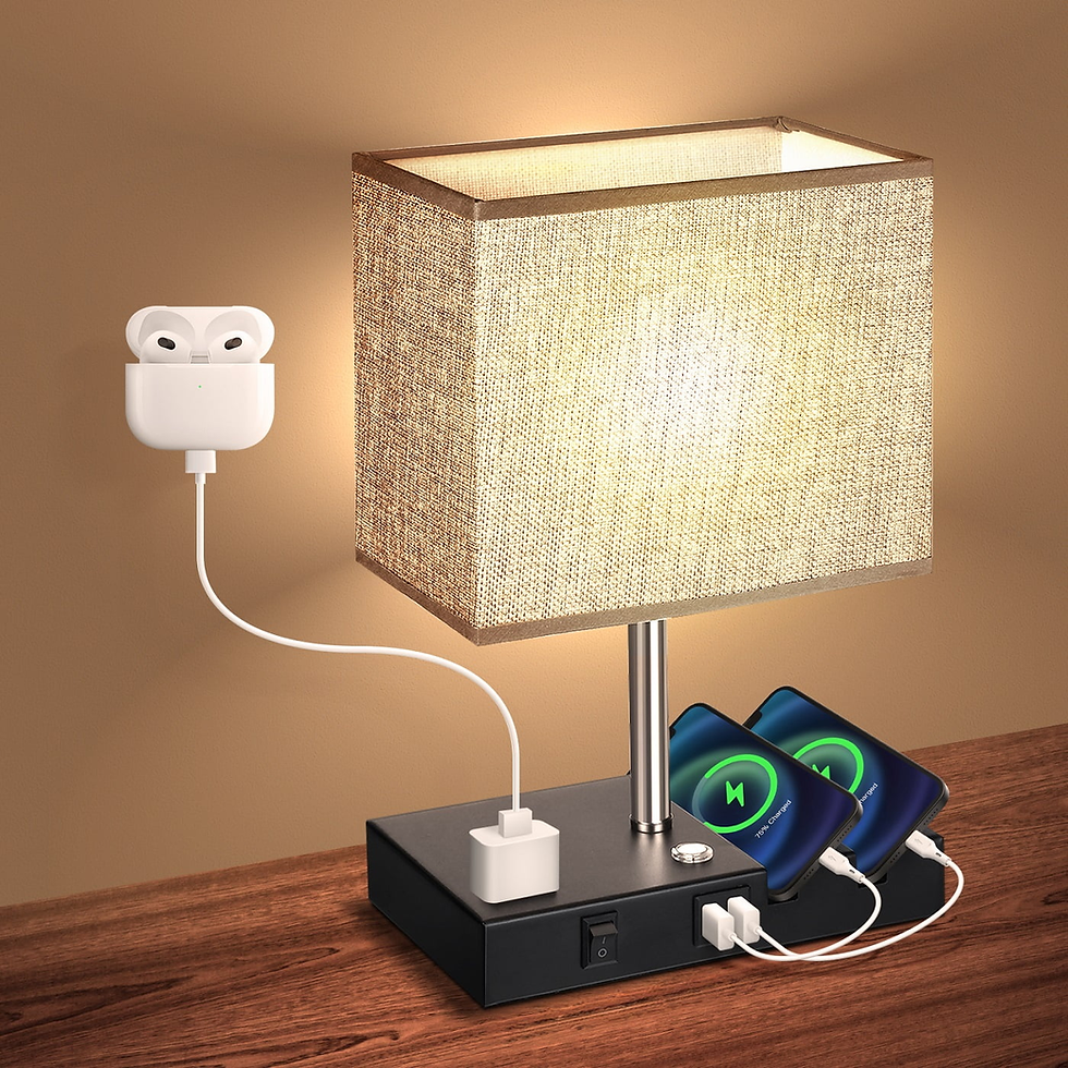 Bedside Lamp with 2 USB Port, Touch Control Table Lamp with 1 AC Outlets and 2 P