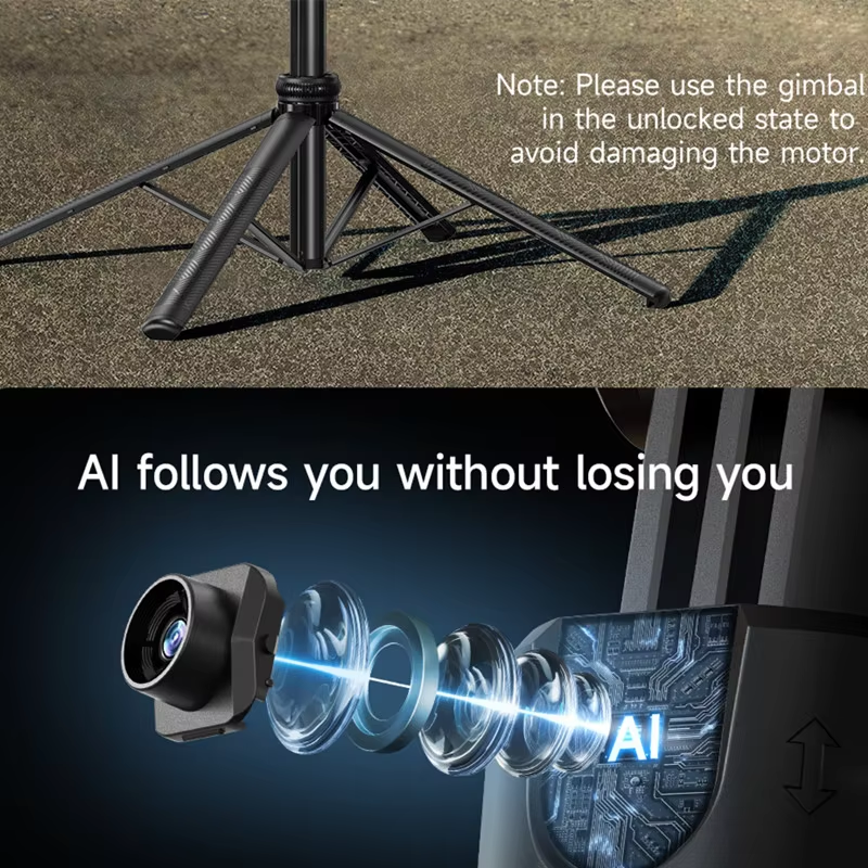 Thumbnail: 5 in 1 Selfie Stick Gimbal Stabilizer for Smartphone with Bluetooth Remote Intel