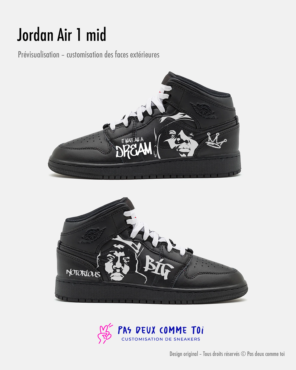 Miniature : Air Jordan 1 Mid  personnalisées « Big Notorious »