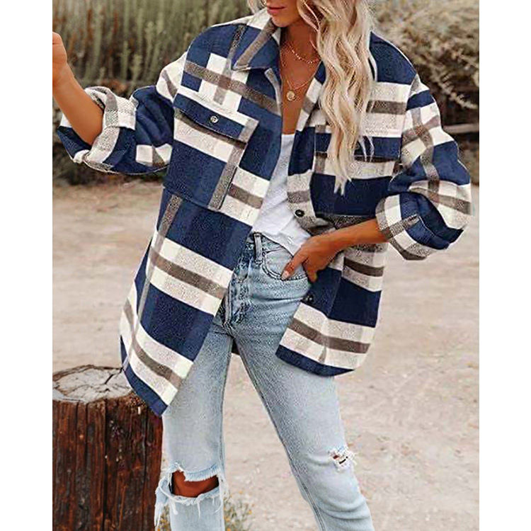 Miniatyrbild: Women's Brushed Plaid Shirts Flannel