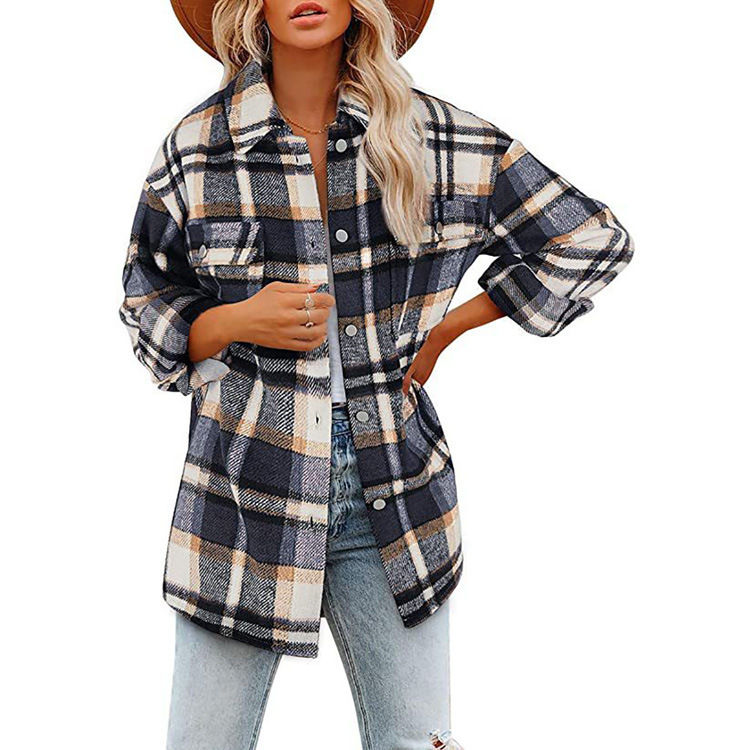 Miniatyrbild: Women's Brushed Plaid Shirts Flannel