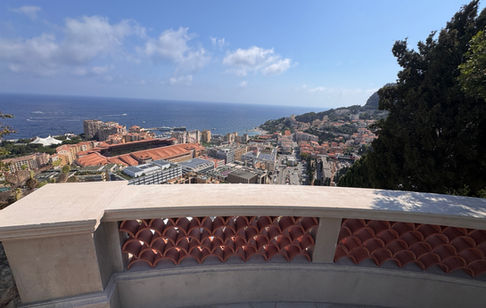 Vue sur Monaco et le port depuis une terrasse du Jardin Exotique