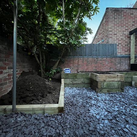 Small and beautiful garden with, planters, decking and pergola in Forest Fields, Nottingham