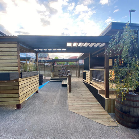 Brewery tap design and build, including bar building, cellar, covered and open seating with plenty of planting