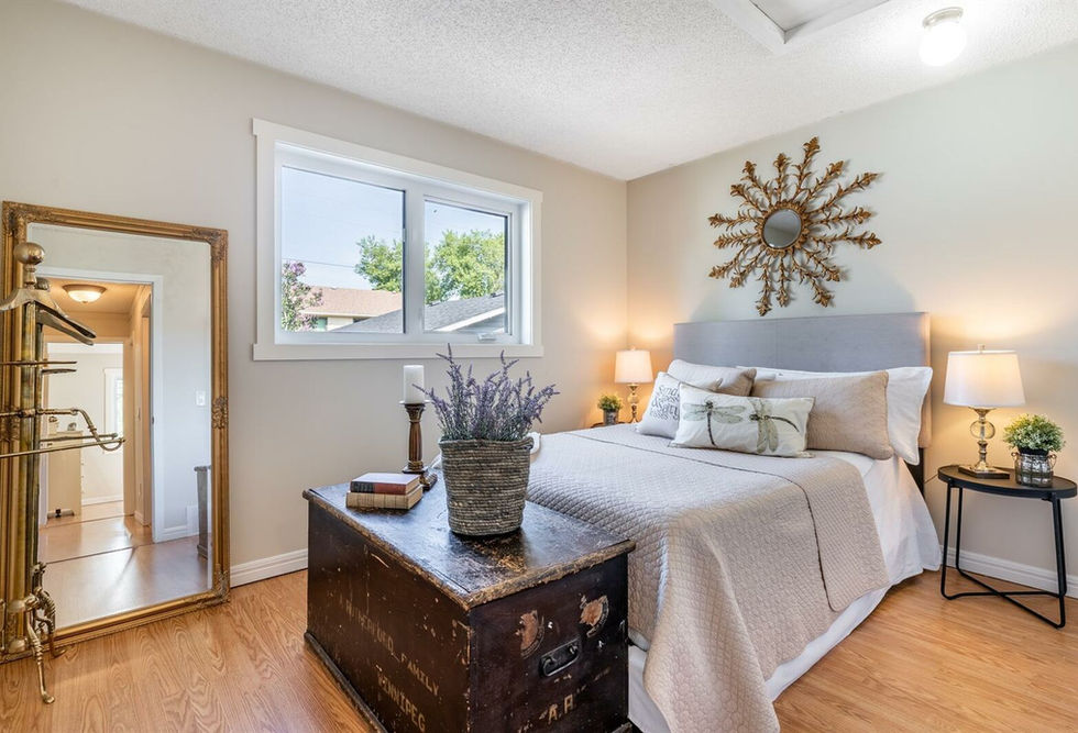 Wood-accented bedroom finishes