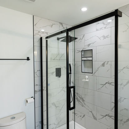 Modern Calgary renovation with Matte black shower
