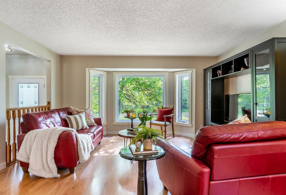 Red leather seating in kitchen space