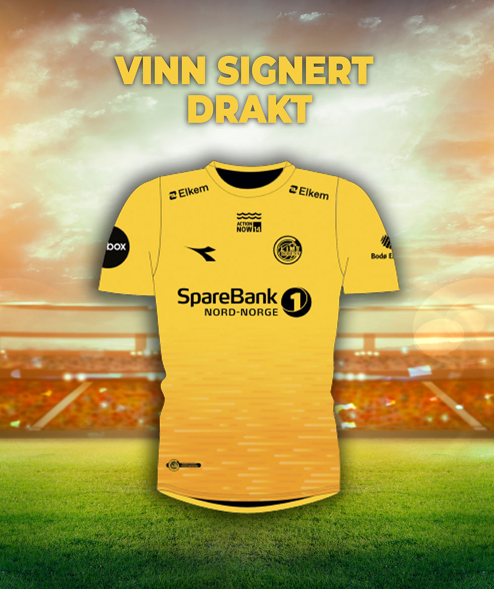 Ved registrering av minimum av 10 timer eller mer innen søndag 16. juli kl 12:00 hos #Fotballyst , er du med i trekningen av denne kule signerte fotballdrakta fra Bodø Glimt