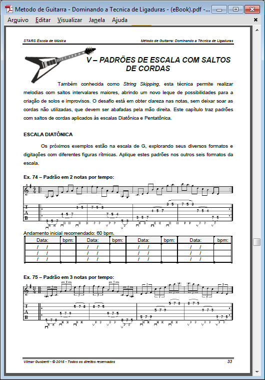 Miniatura: apostila e-book metodo de guitarra dominando a tecnica de ligaduras