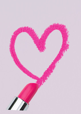 Heart written with pink lipstick