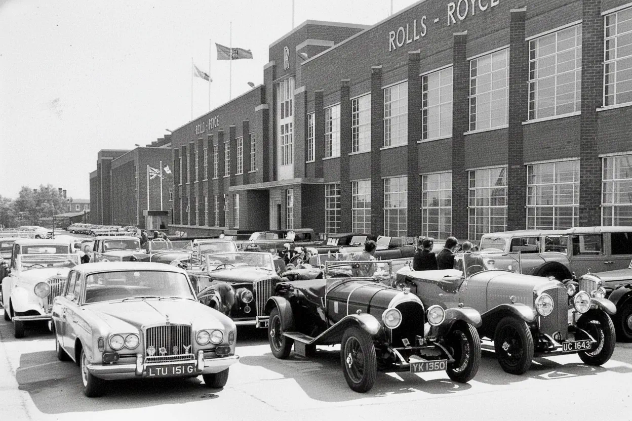 Bentleys outside Crewe factory