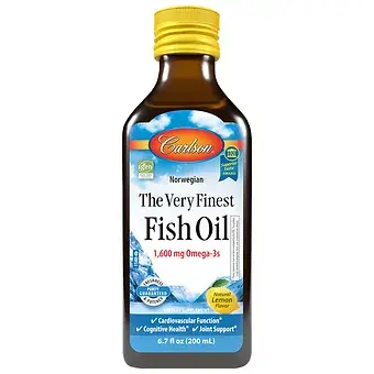 Carlson The Very Finest Fish Oil 1600mg Omega-3s Natural Lemon 200ml